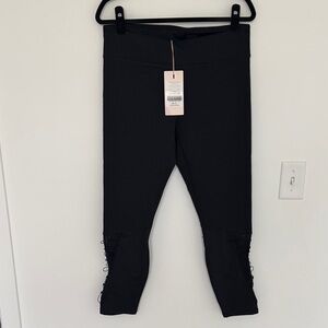 Fabletics Demi Lovato NWT Black Leggings with Lace Up Detail - Size XL